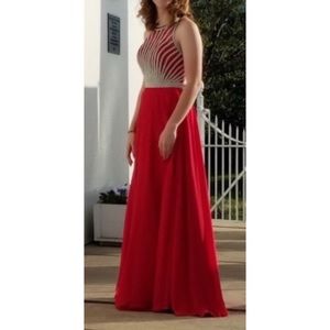 CLARISSE A-line Formal Prom Dress with Rhinestone Top